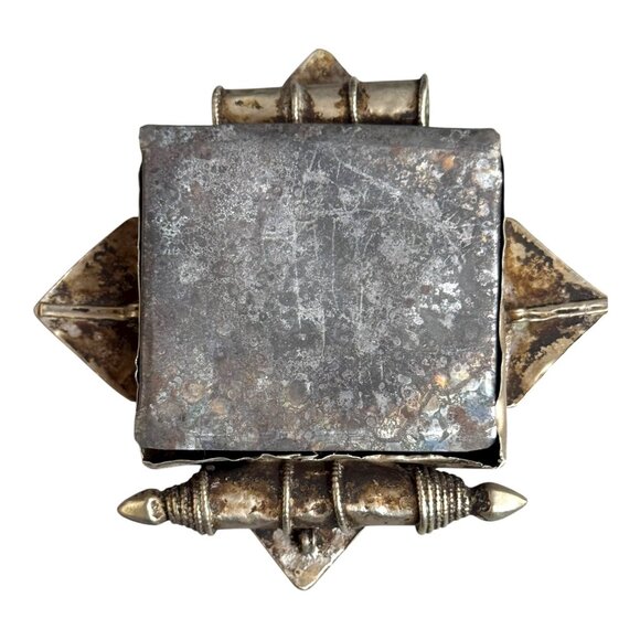 Antique Tibetan Gau Box Prayer Tribal Silver Turquoise Pendant Filigree 4" Large - Picture 3 of 7